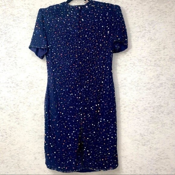 Laurence Kazar Dresses & Skirts - NWT Laurence Kazar Pure Silk Sequin Royal Navy Blue Cocktail Evening Dress SZ M